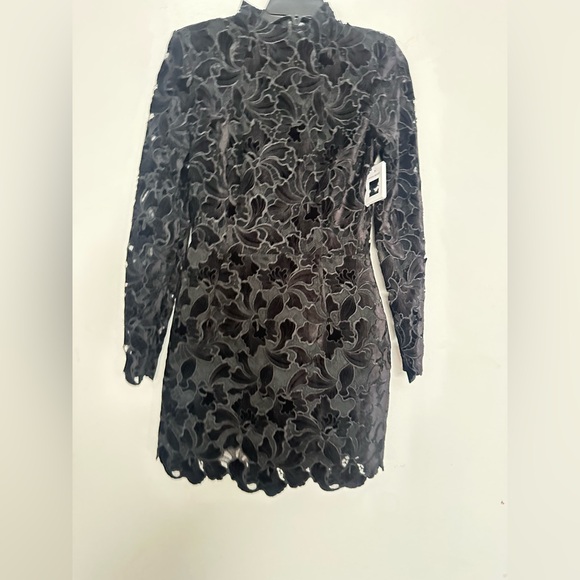 NADINE MERABI Lydia Long Sleeve Lace Overlay Cocktail Minidress - Picture 6 of 9